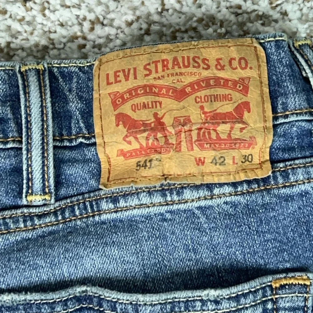 Levis 547 Jeans Mens 42x30 Blue Relaxed Bootcut Stretch Denim Workwear Casual